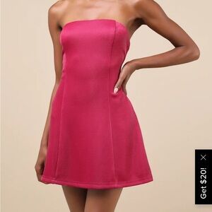 Lulu's Stunning Reputation Shiny Magenta Mini Dress w/ Pockets